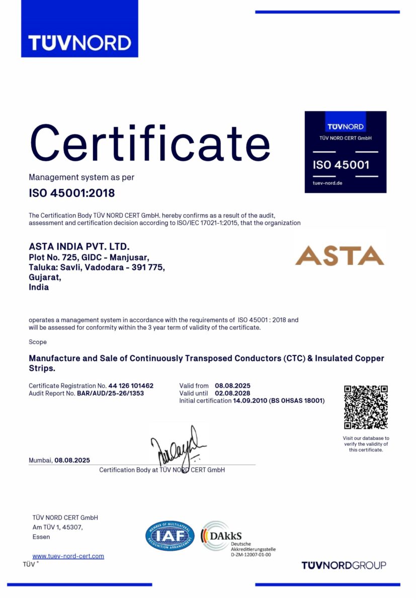 ISO 45001 (2018), ASTA India